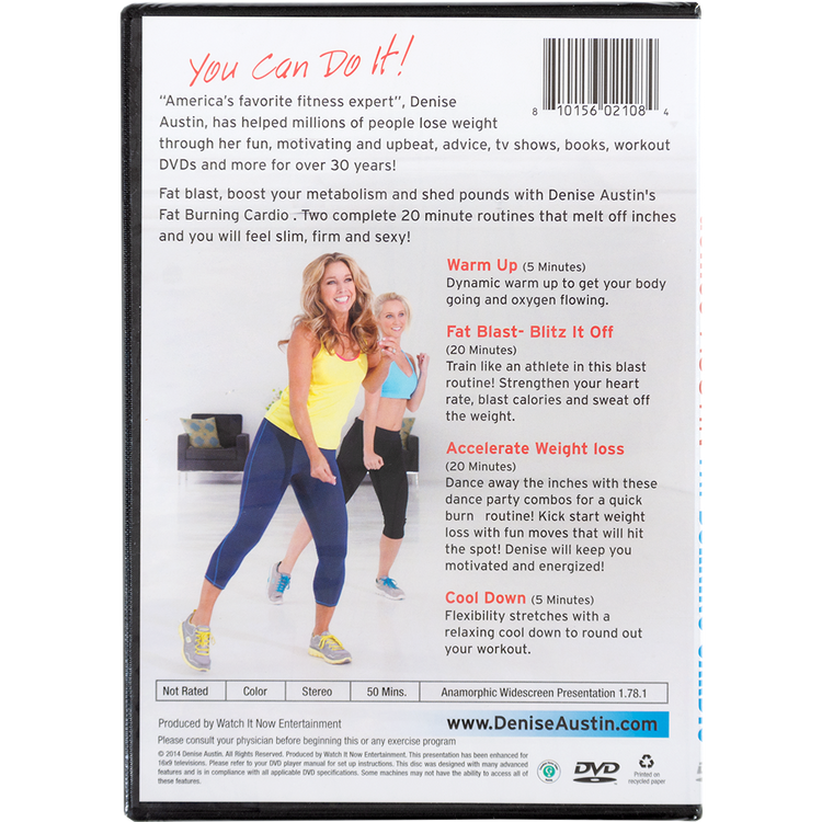 Back of DVD describes Warm Up, Fat Blast - Blitz Off, Accelerate Weight loss and Cool Down